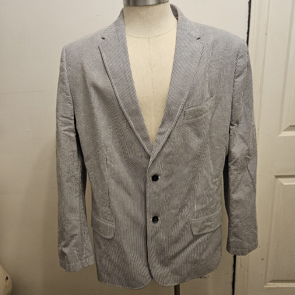 Blue and White Striped Izod Men's Blazer/Sports Coat Sz XL